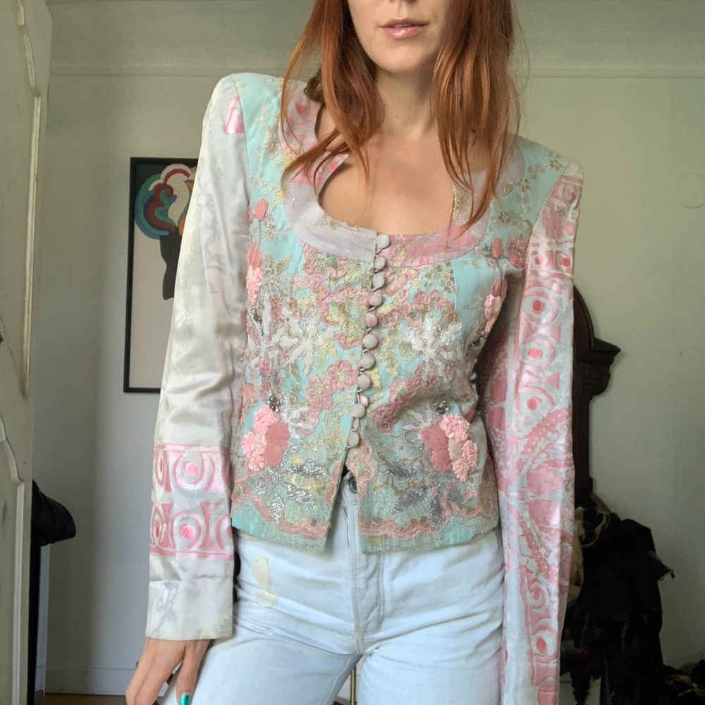 Vintage Christian Lacroix corset lace sequin jacket - size 40